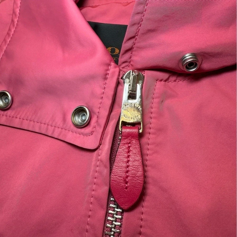 Coach Womens Pink Hooded Utility Field Jacket Parka XS Drawstring Waist Full Zip